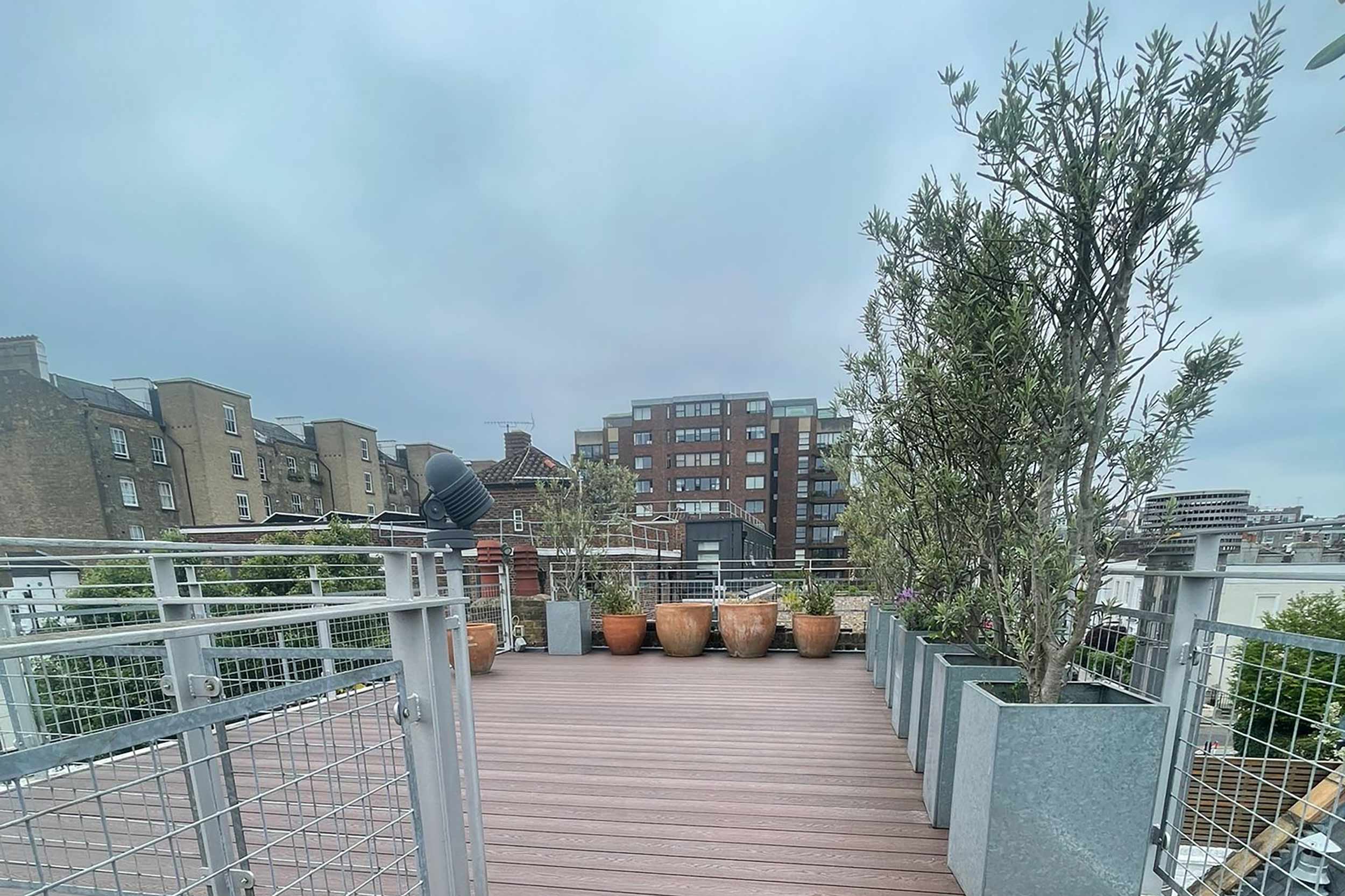 Flat Roof Conversion Builders Contractors Notting Hill Composite Decking Metal Railings 360 Views