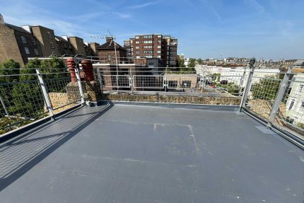 Modern and functional roof garden space perfect for evening relaxation and lively outdoor entertaining in London.