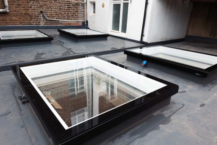 Complete restructure of an existing Mayfair roof space showing the installation of a durable Sikaplan waterproof covering.