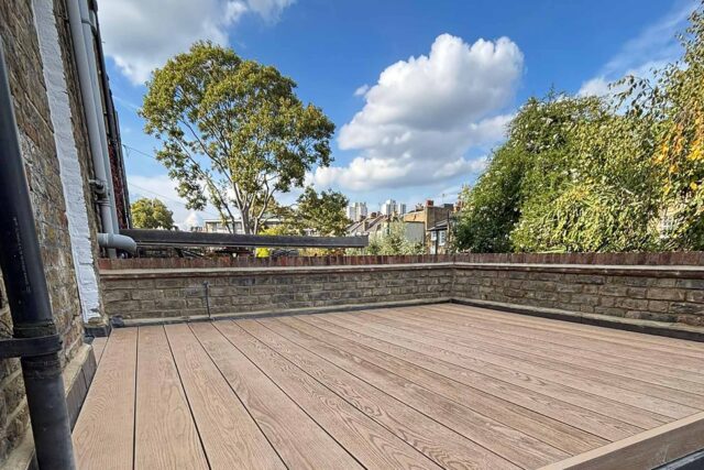 Newly constructed pitched tiled roof in Highgate, North London, replacing an older flat roof structure.