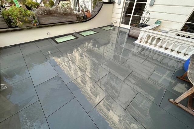 High-quality internal staircase providing seamless access to a luxurious London roof garden retreat.