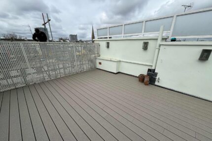 Installation of a waterproof Garland felt system providing a durable foundation for a Marylebone roof garden.