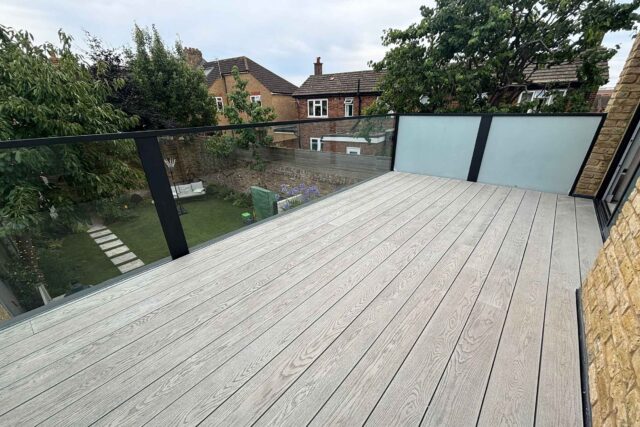 Flat roof conversion terrace roof builders Queens Park London roofing decking installers