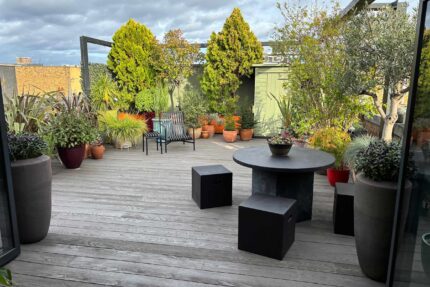 London flat roof converted into an outdoor living space with premium decking